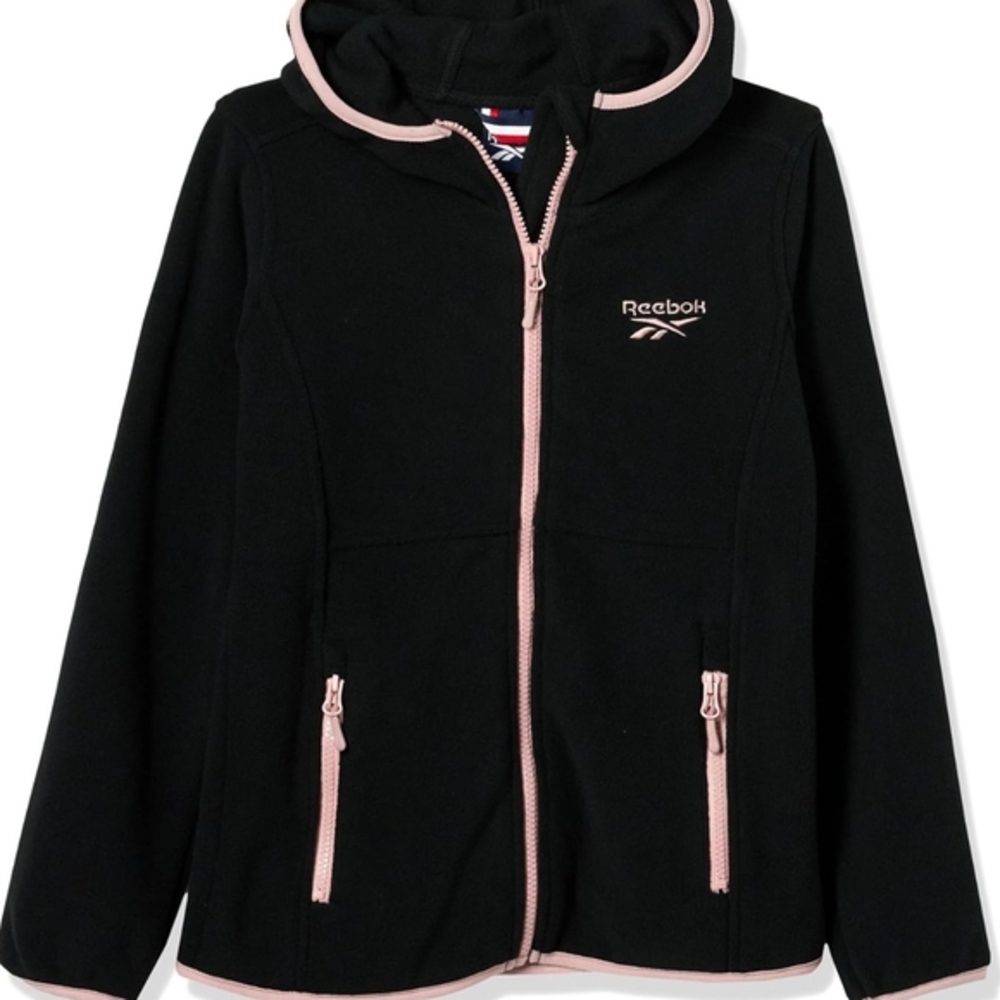 Reebok Classic Polar Fleece Jacket, Black & Pink, 6X